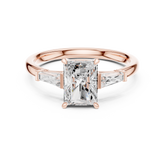 Tapered Baguette Side Stone - Three Stone Ring - Cushion, Radiant, Emerald